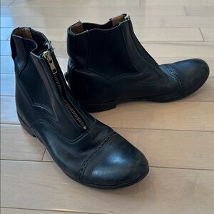Women’s Der Dau Black Leather Boots Front Zip 10
